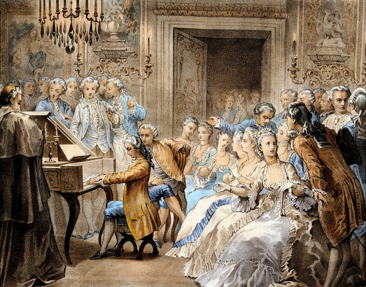 Wolfgang Amadeus Mozart (1756-1791) osztrák zeneszerző 14 éves korában Gregorio Allegri "Miserere" című művét játszotta el emlékezetből. alkotó: Unbekannter Künstler