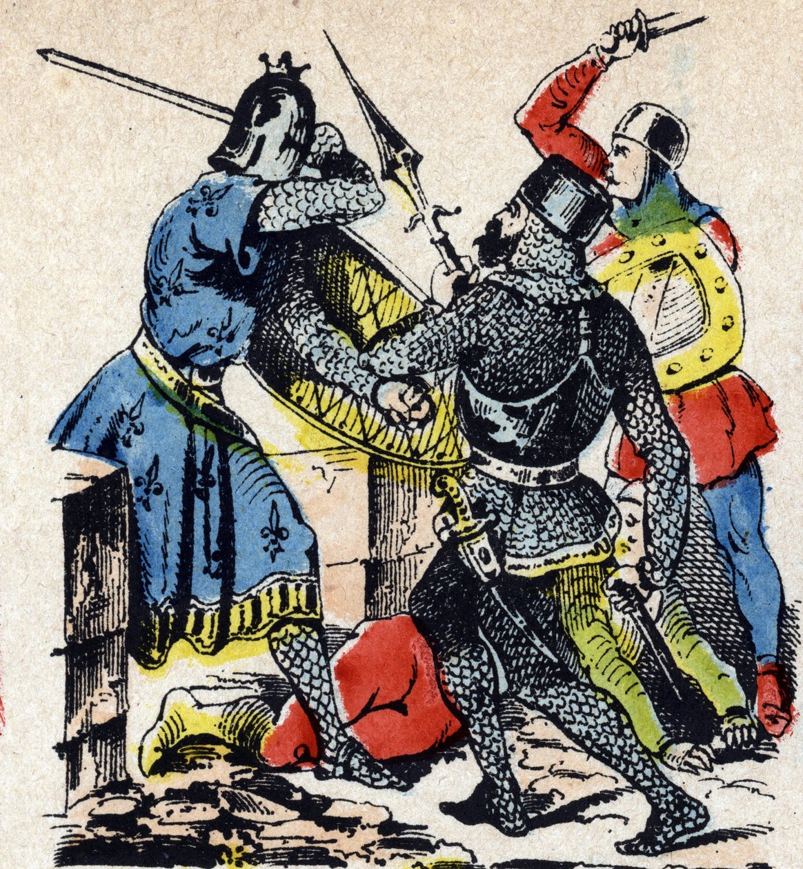 A taillebourg-i csata IX. Lajos francia király és testvére, Poitiers grófja, Alfonz között a vazallus lázadók, III. angol Henrik és X. Hugues Lusignan ellen. Epinal kép 19. század (metszet) alkotó: Unbekannter Künstler