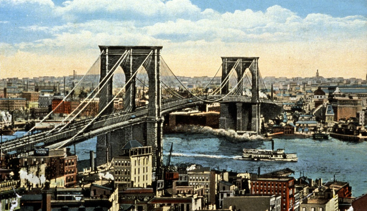 A Brooklyn híd, New York, 1930 körül (képeslap) alkotó: Unbekannter Künstler