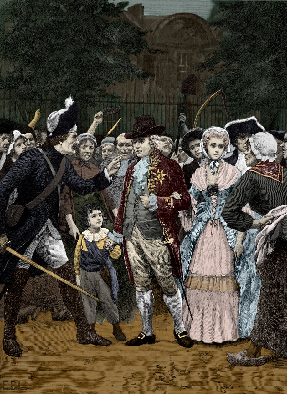 A francia királyi család útban az 1792-es közgyűlésbe alkotó: Unbekannter Künstler