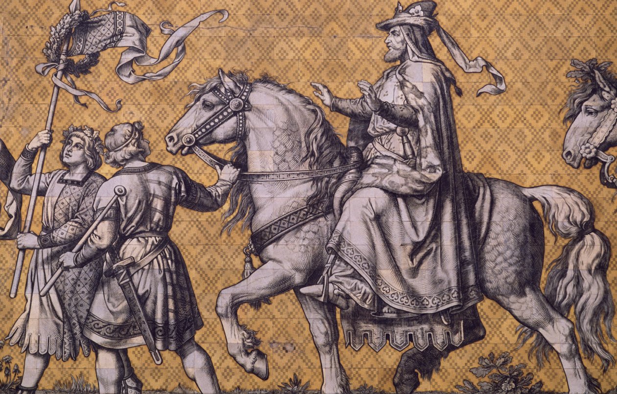 A Fürstenzug (A hercegek menete) (kerámia csempék) alkotó: William M. Timlin