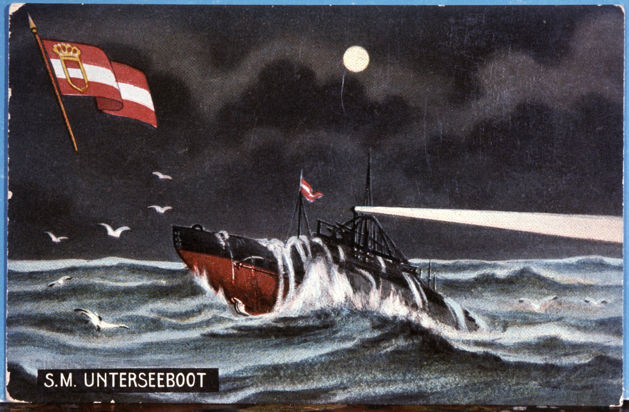 Az Unterseeboot német tengeralattjáró, 20. század eleje (illusztráció) alkotó: Unbekannter Künstler