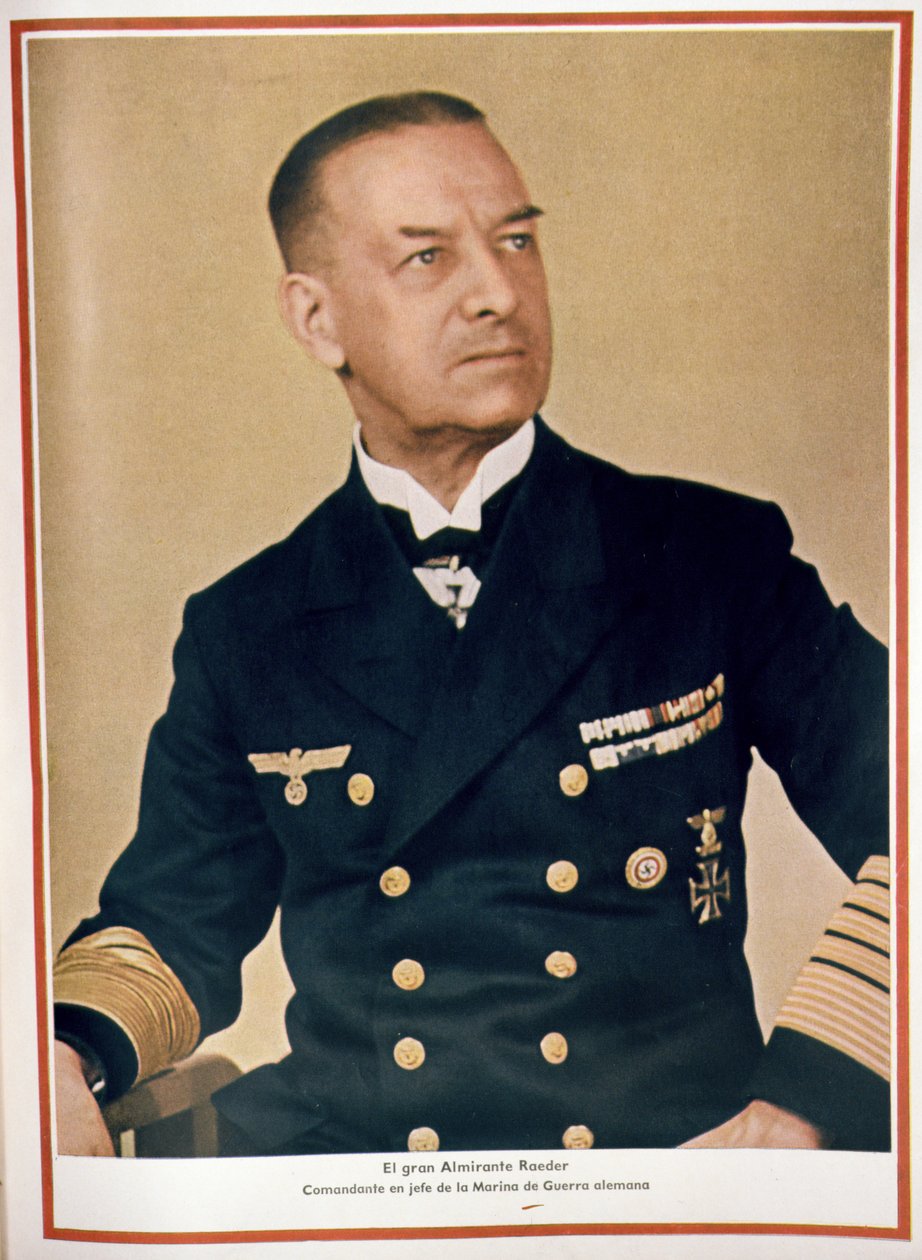 Raeder admirális (1876-1960), a tengerészgyalogság főparancsnoka, a "Signal" magazin 3. számából, 1943. februári első szám (fénykép). alkotó: Unbekannter Künstler