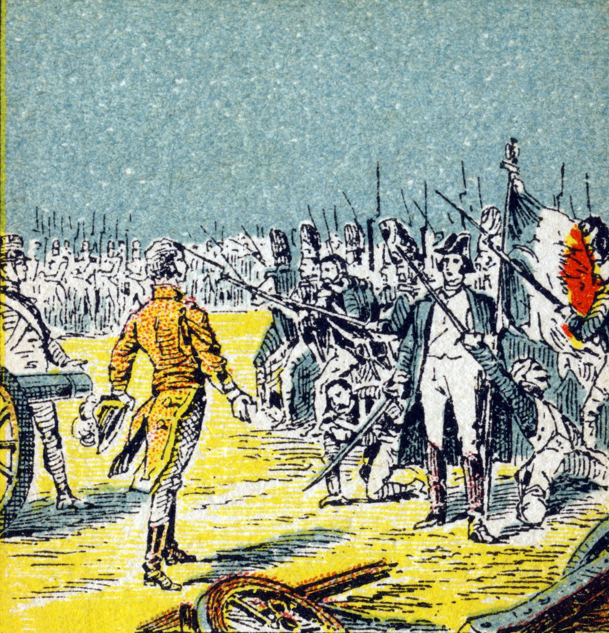 A száz nap: I. Bonaparte Napóleon veresége Waterloo ellen 1815-ben. Metszet a "Histoire de France"-ban. Reklámképsorozat Louit megbízásából, 24 rue d