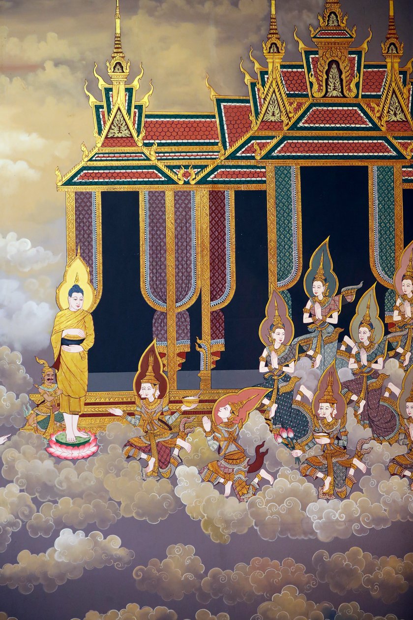 A Buddha élete, Falfreskó, Wat Botum templom, Phnom Penh, 2022 (fotó) alkotó: Unbekannter Künstler