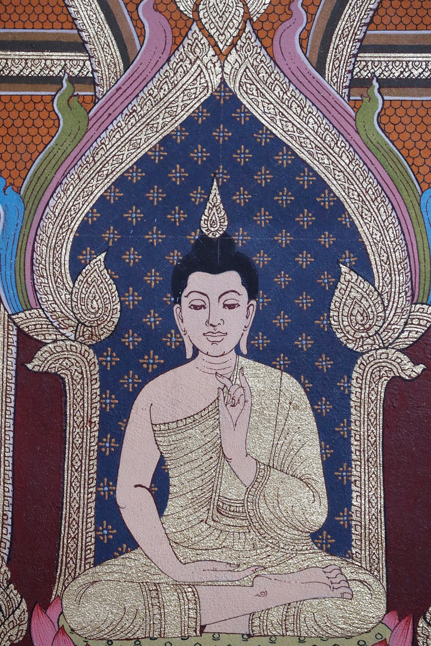 A Buddha élete, Falfreskó, Wat Maniratanaram kolostor, Phnom Penh, 2022 (fotó) alkotó: Unbekannter Künstler