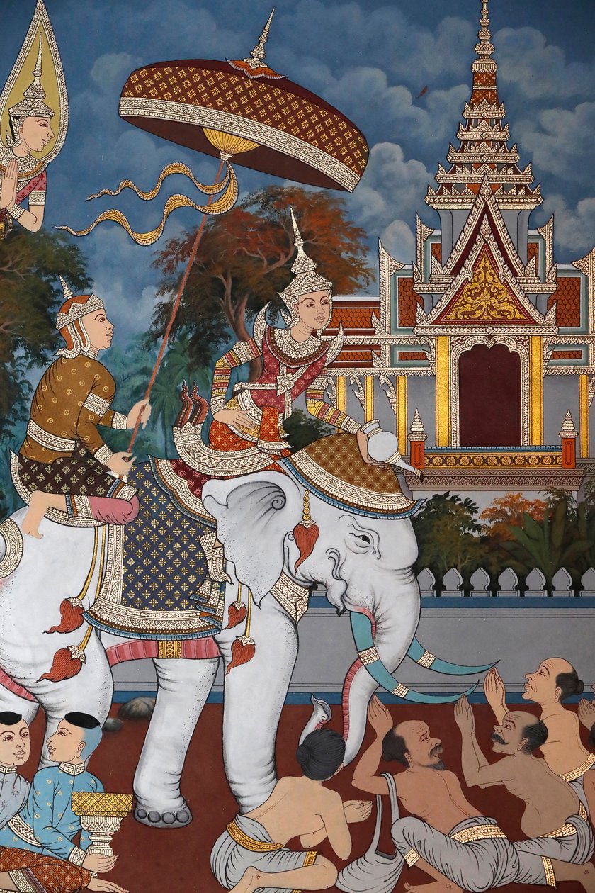 A Buddha élete, Falfreskó, Wat Maniratanaram kolostor, Phnom Penh, 2022 (fotó) alkotó: Unbekannter Künstler