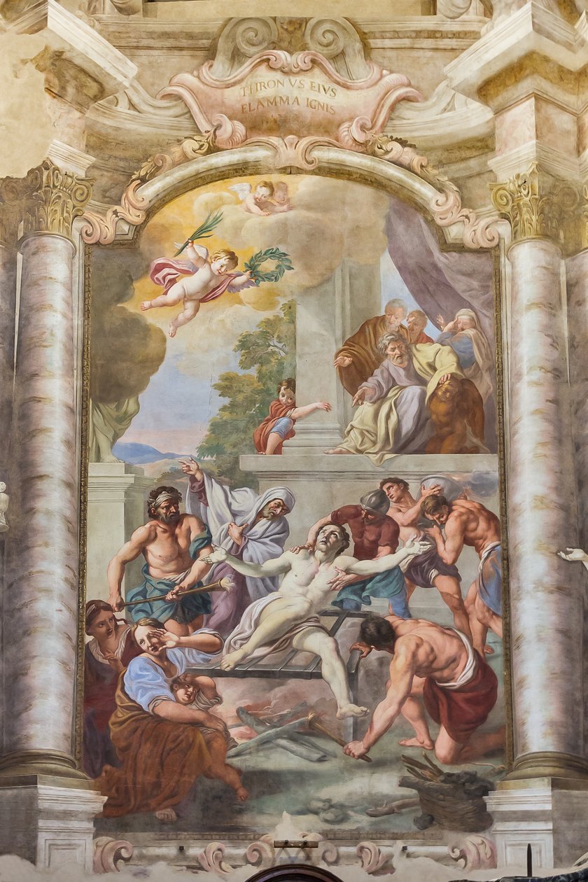 Szent Lőrinc mártíromsága, Teatini szoba, San Vincenzo templom, Piacenza, Emilia-Romagna, Olaszország (fotó) alkotó: Unbekannter Künstler