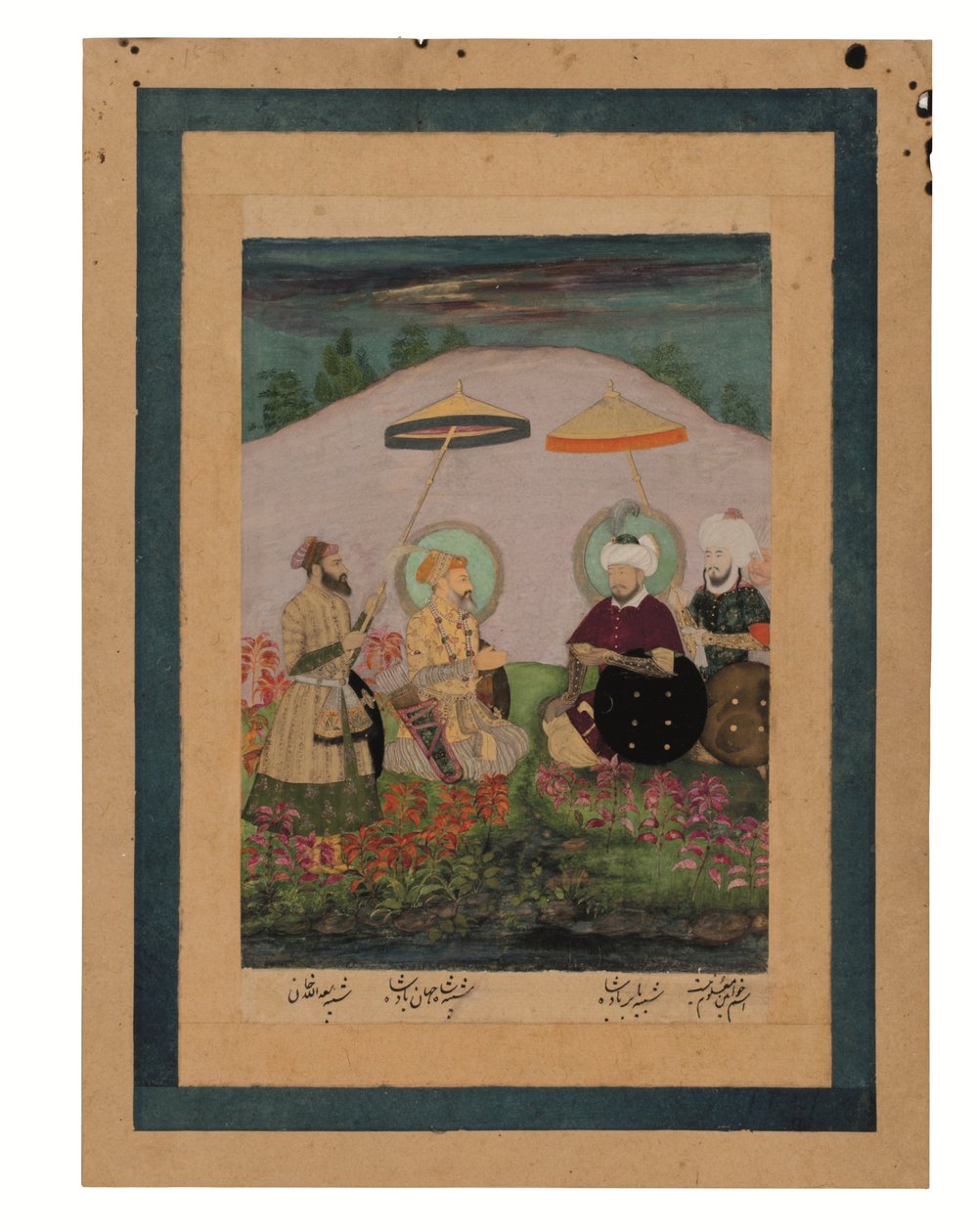 A mogul császár, Shah Jahan ősapjával, Timurral (guache arannyal a papíron) alkotó: Unbekannter Künstler