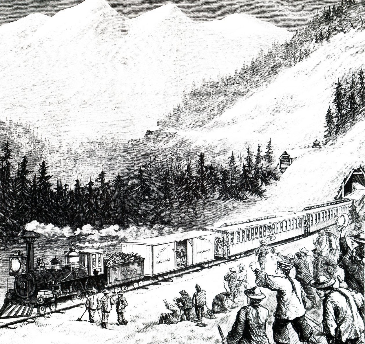 A Pacific Railroad a Sierra Nevada-hegységben. alkotó: Unbekannt