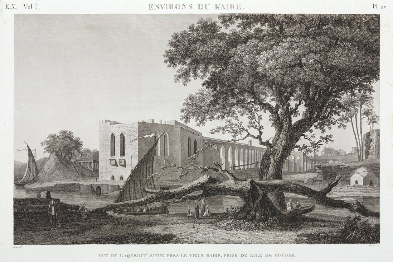 A vízvezeték az ó-Kairóban, Roudah szigetéről, Egyiptomból, 1798 körül alkotó: Unbekannt