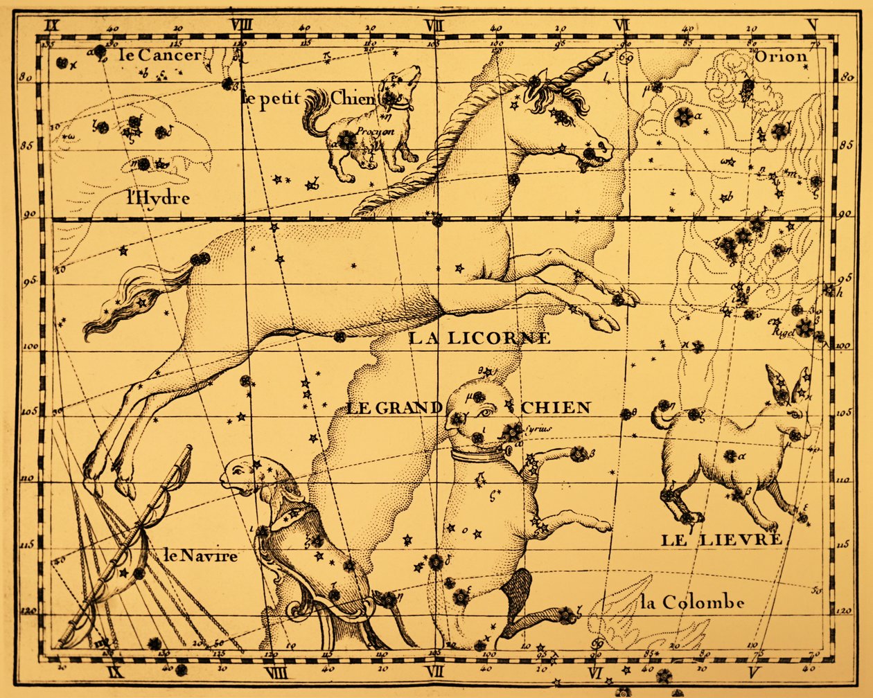 A Monoceros és a Canis Major csillagképek. alkotó: Unbekannter Künstler