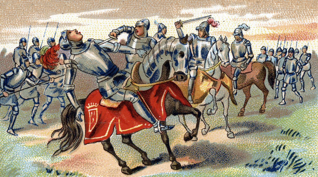 A Castilloni csatában (1453) elesett John Talbot halála, 19. század végén (kromolitográfia) alkotó: Unbekannter Künstler
