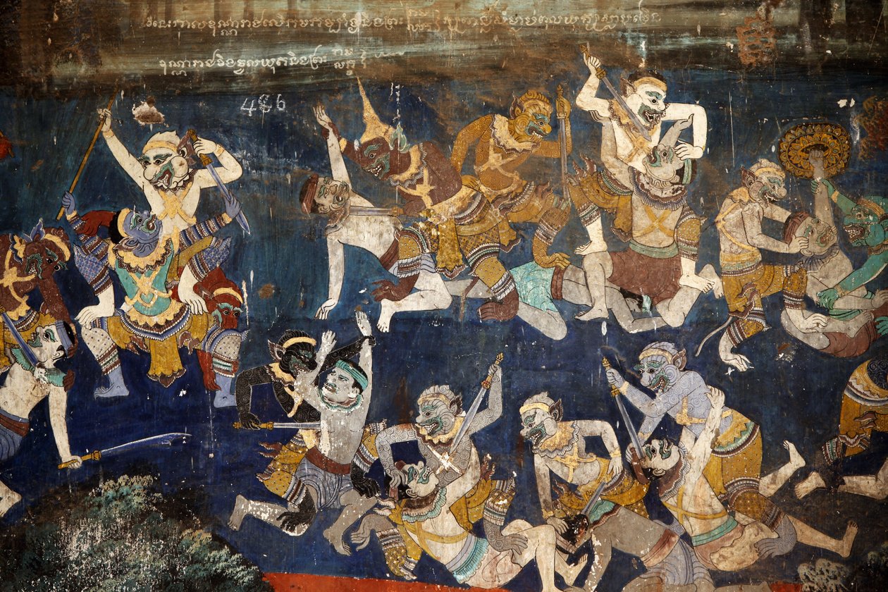 Az ezüst pagoda összetett falainak belsejét a Reamker történetét ábrázoló falfestmények borítják, azaz a klasszikus indiai eposz, a Ramayana khmer változata. A falfestmények egyes részei elhasználódtak, és az időjárás károsodott. A falfestmények p alkotó: Unbekannt