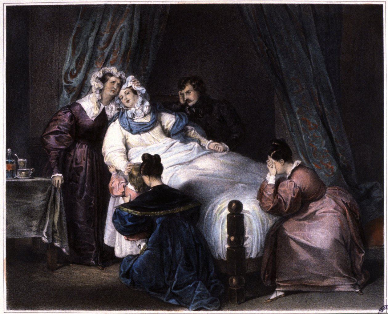 A pótolhatatlan veszteség, még a szülésbe belehalva is, 1840 körül (litográfia) alkotó: Unbekannter Künstler