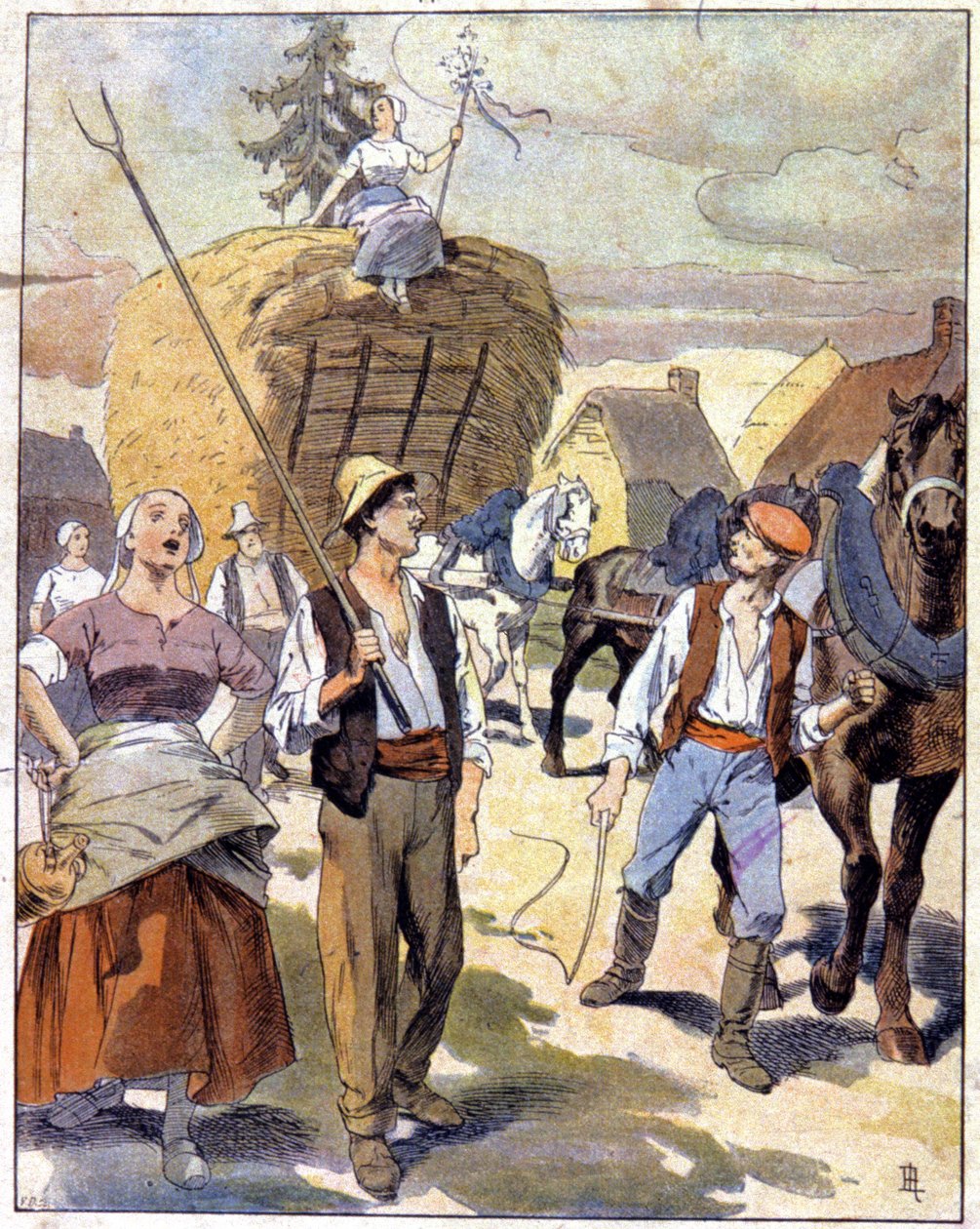 Az utolsó búzakocsi a Beauce-ban, 1910 körül (illusztráció) alkotó: Unbekannter Künstler