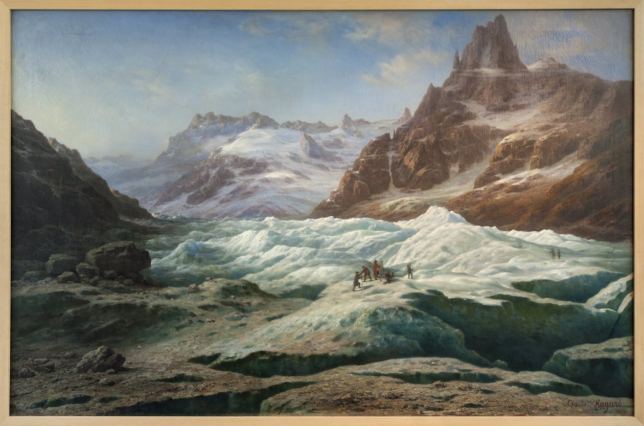 Jégtenger, Claude Hugard de la Tour (1818-1886) olajfestménye vászonra, az Alpok látképét ábrázolja. Fényképezés, KIM Youngtae, Musee des Beaux Arts de Chambery, Chambery, Franciaország. alkotó: Unbekannter Künstler