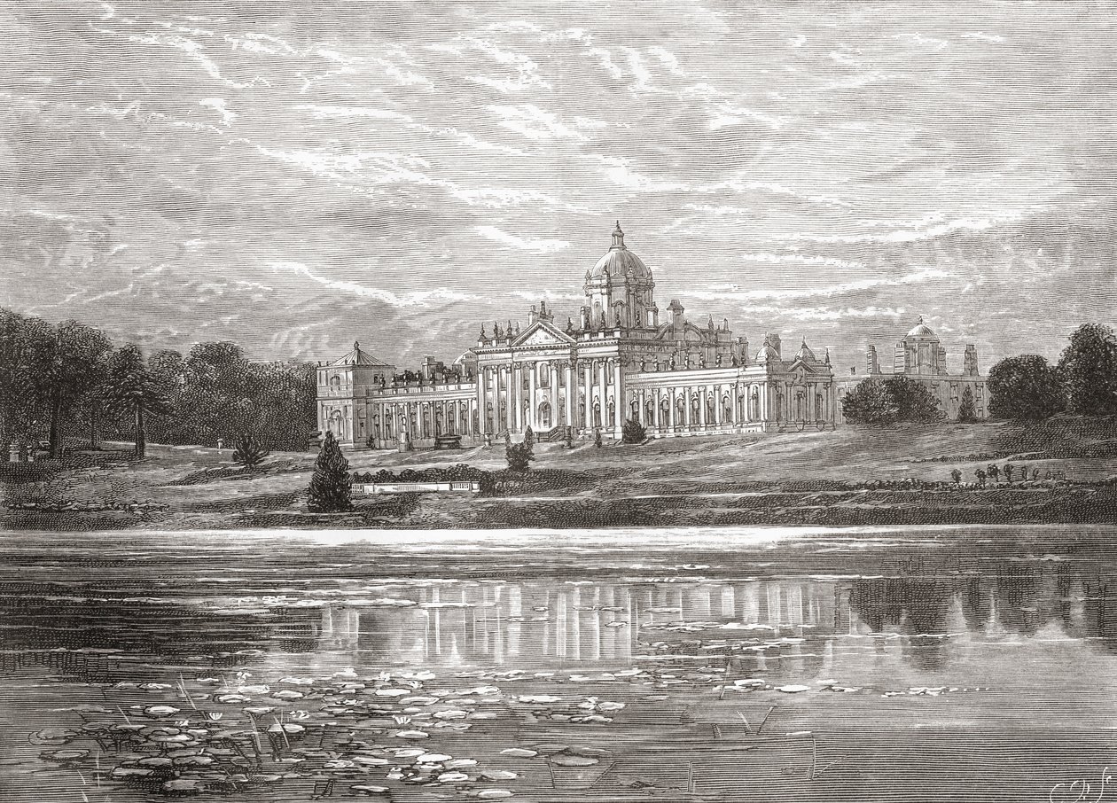 A Castle Howard déli frontja, Észak-Yorkshire, Anglia a 19. század végén, az 1898-ban megjelent Saját országunkból alkotó: Unbekannt