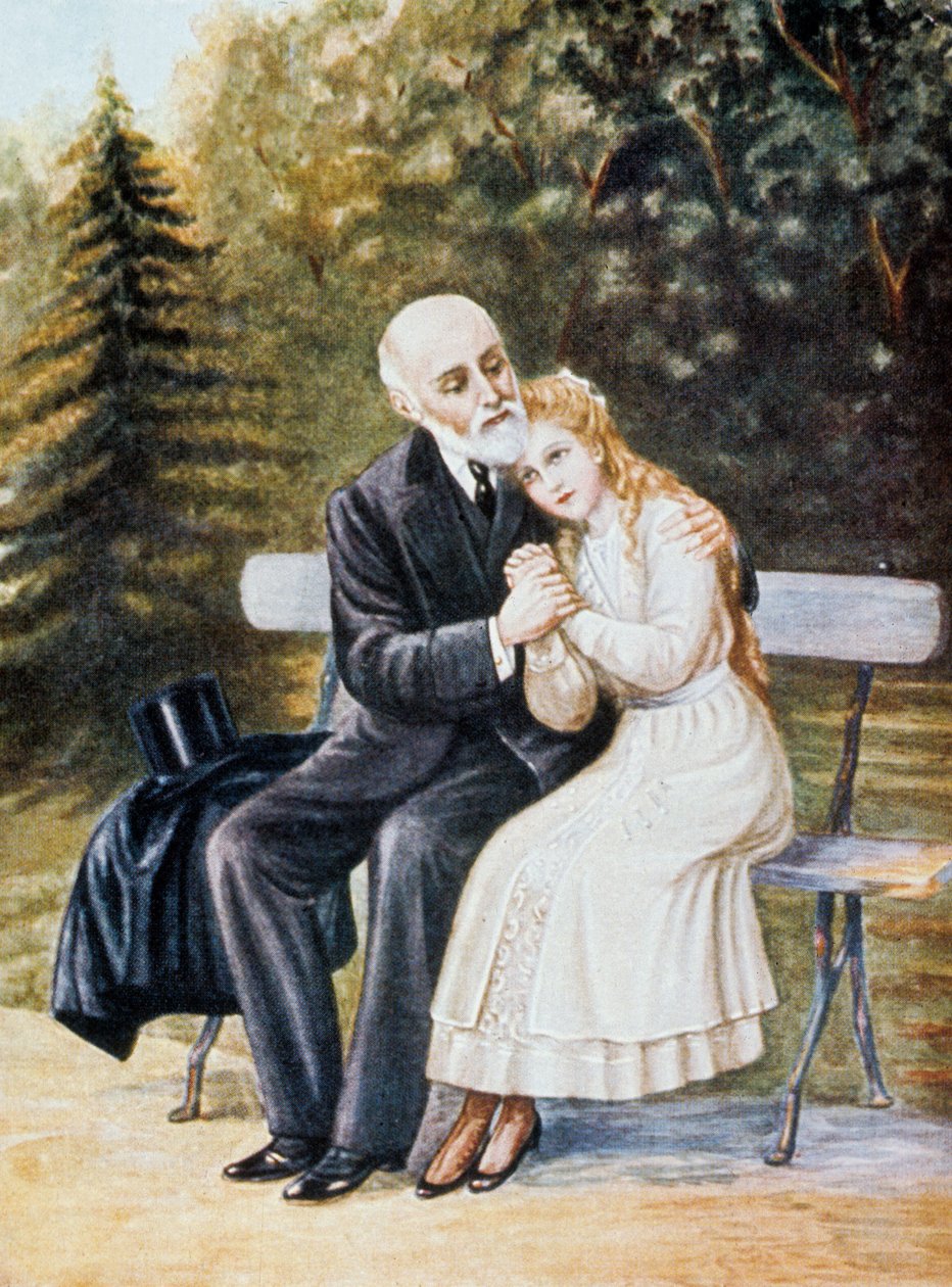 Lisieux-i Teréz megkéri apját, Louis Martint, hogy lépjen be a kolostorba, illusztráció alkotó: Unbekannter Künstler