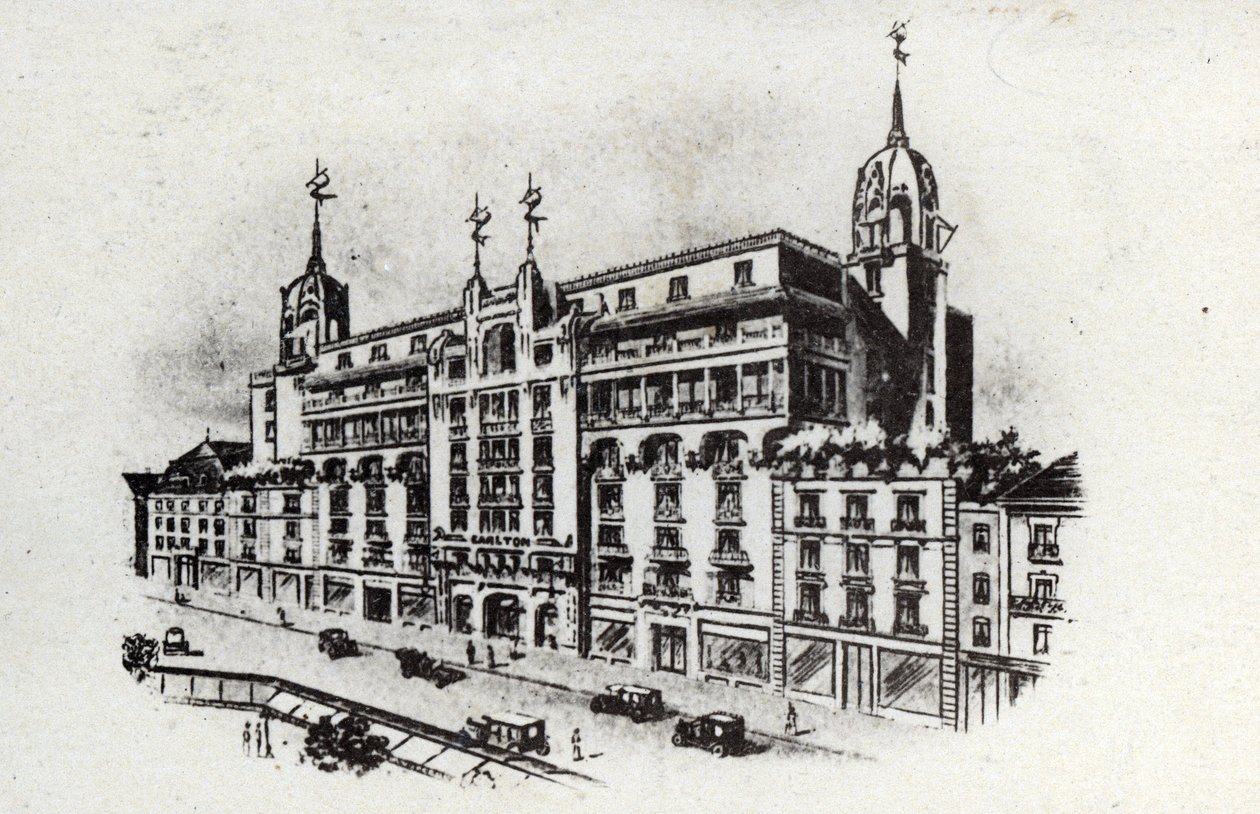 Termálturizmus: a Carlton szálloda látképe Vichyben, Franciaország, 1905 körül (képeslap) alkotó: Unbekannter Künstler