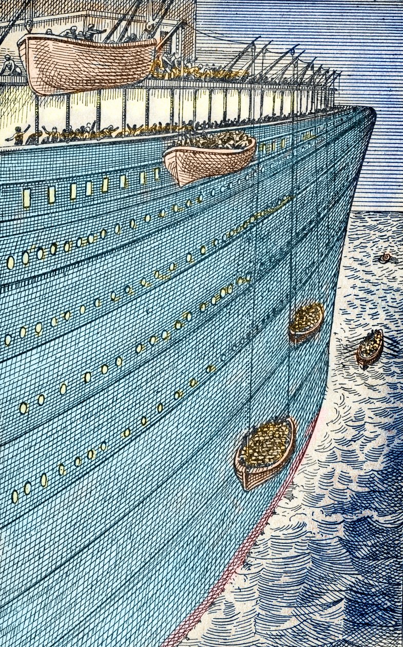 A Titanic katasztrófája, a hajók elindultak alkotó: Unbekannter Künstler
