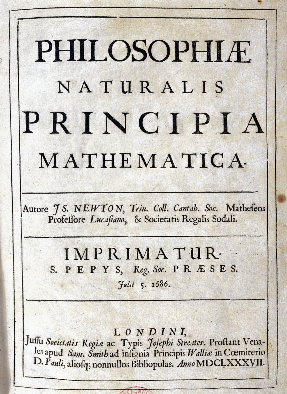 Címlap Newton „Principia Mathematicájához” alkotó: Unbekannt