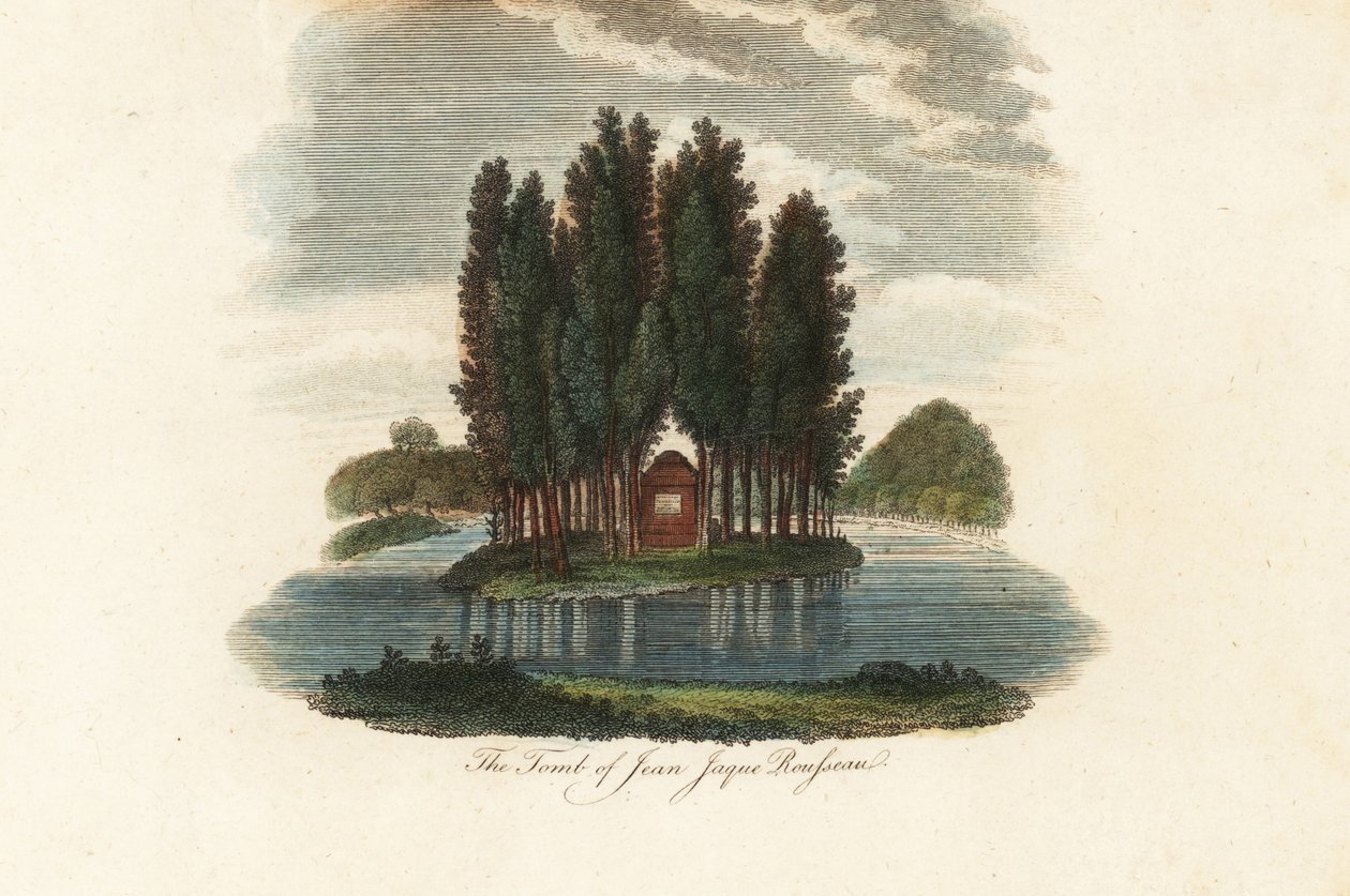 Jean-Jacques Rousseau francia író sírja.1803 (metszet) alkotó: Unbekannter Künstler