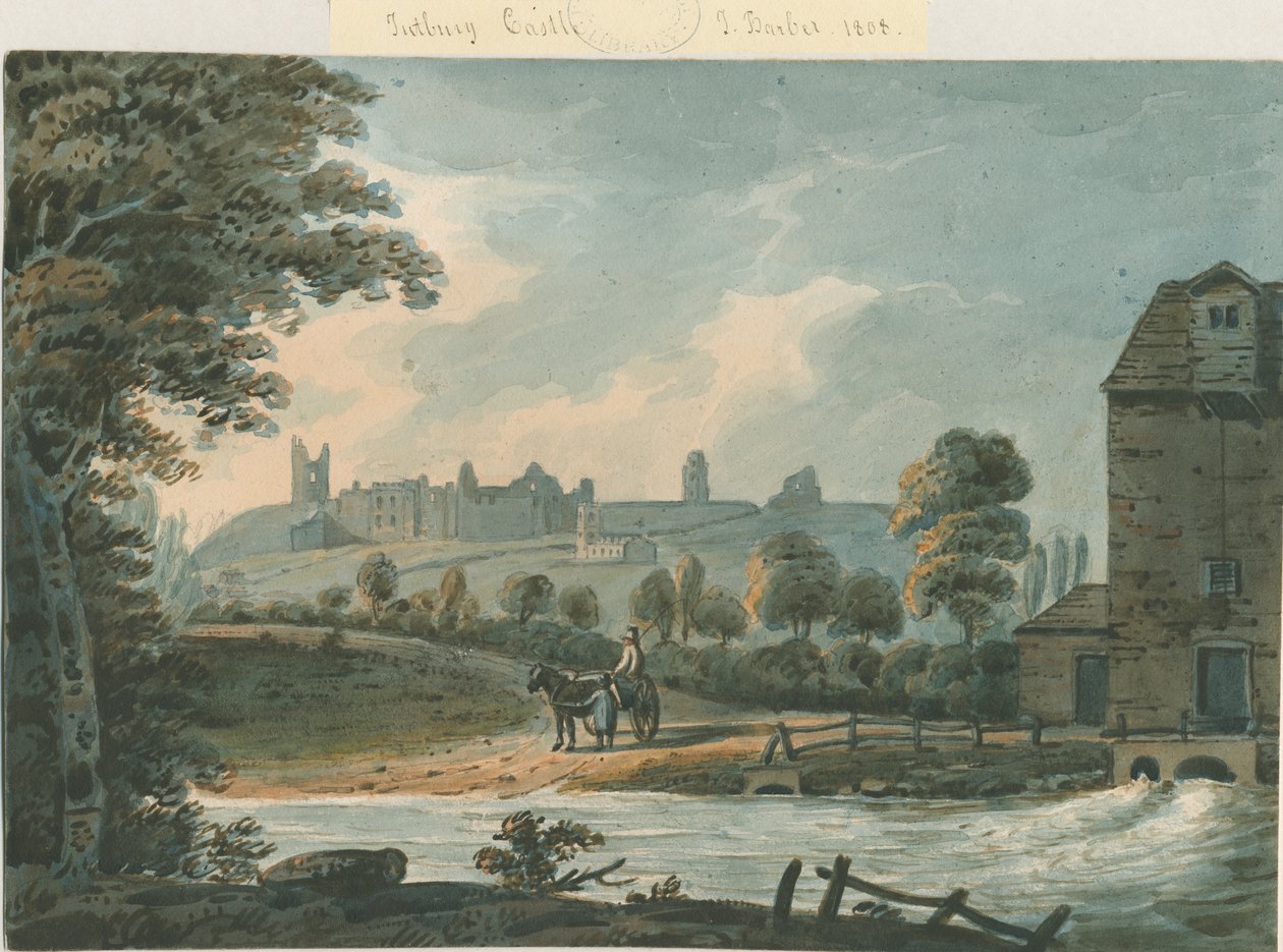 Tutbury kastély – Délkeleti nézet: akvarell festmény, 1808 alkotó: Unbekannt