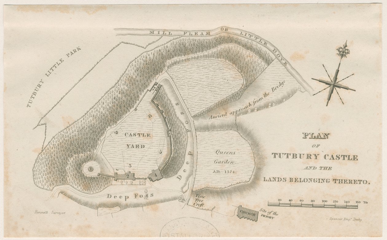Tutbury kastély: Terv: metszet, nd [c 1832] alkotó: Unbekannt