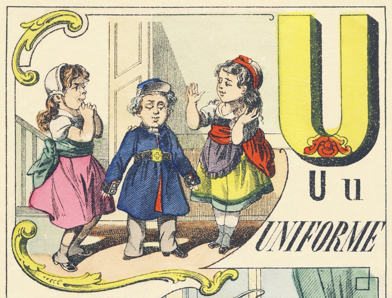 U : egyenruha – Játékábécé, 1890 körül (illusztráció) alkotó: Unbekannt
