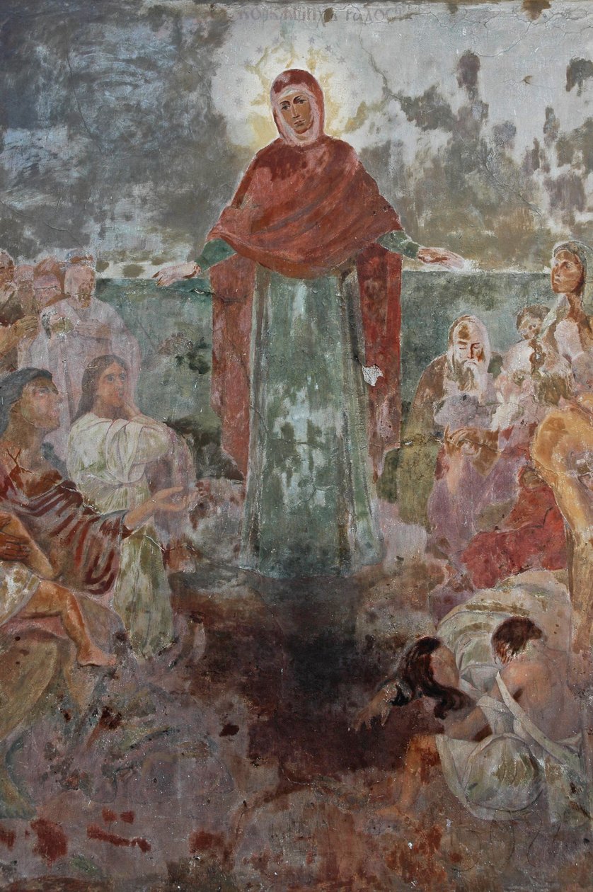 Ukrajna, Kijev, Kijev-Percherska Lavra (ortodox barlangok kolostor-orig 1051), freskó a bejáratnál alkotó: Unbekannt