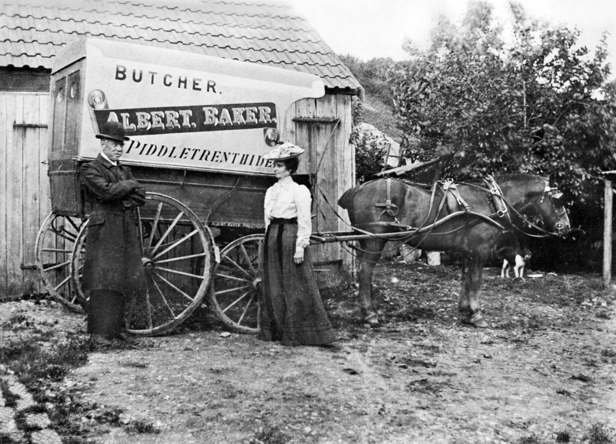 Egyesült Királyság: A henteskocsi. Piddletrenthide, c1900 alkotó: Unbekannt