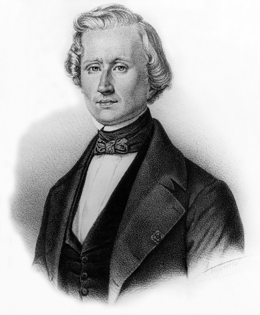Urbain Jean Joseph Le Verrier (1811-1853) francia csillagász, a párizsi csillagvizsgáló igazgatója, Auguste Roy metszete. alkotó: Unbekannter Künstler