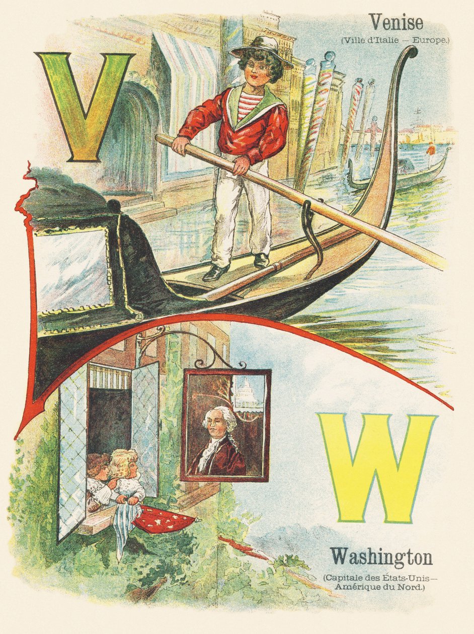 V W: Velence, Washington – Két világ ABC-je. Emile Guerin, kiadó, Párizs, 1900 körül. Méretek: 27,5 x 21,5 cm alkotó: Unbekannt