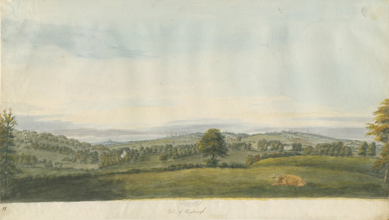 Vale of Shugborough: akvarell festészet és [18. század vége] alkotó: Unbekannt