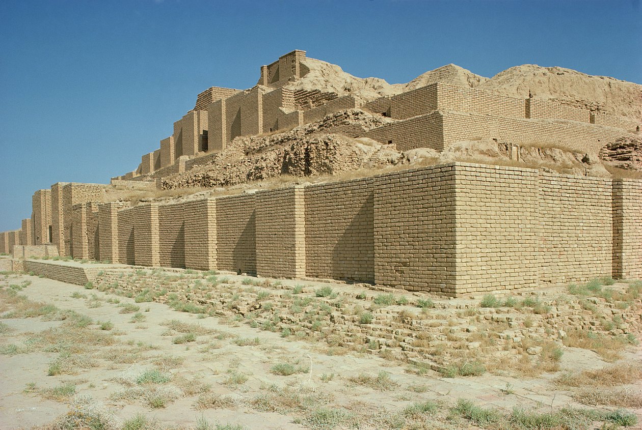 Kilátás a Ziggurat déli oldaláról, amelyet Untash-Gal elami király épített (i.e. 1265-46) (fotó) alkotó: Unbekannt