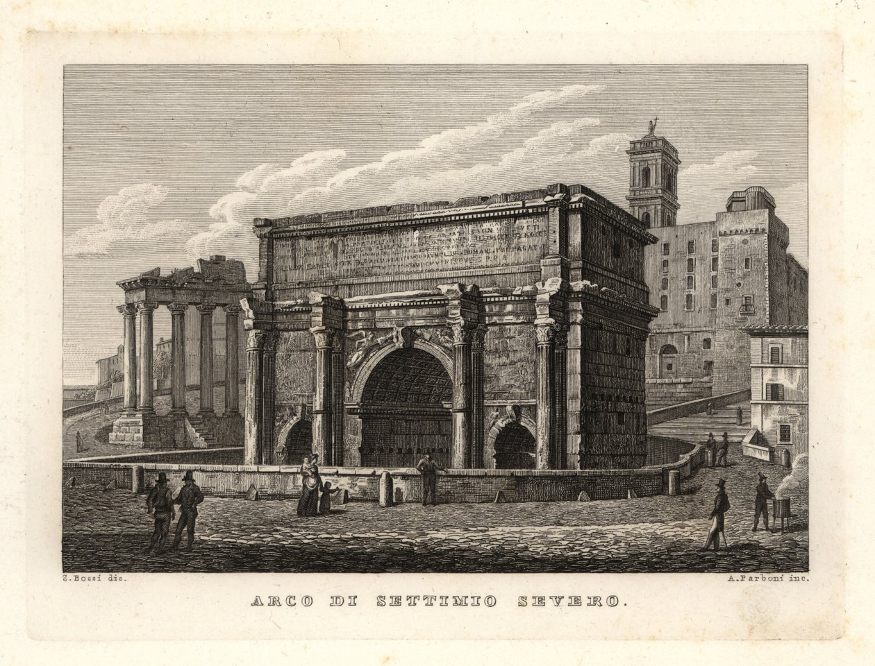 Kilátás a Septimius Severus boltívre, Arco di Settimio Severo, Róma alkotó: Unbekannt