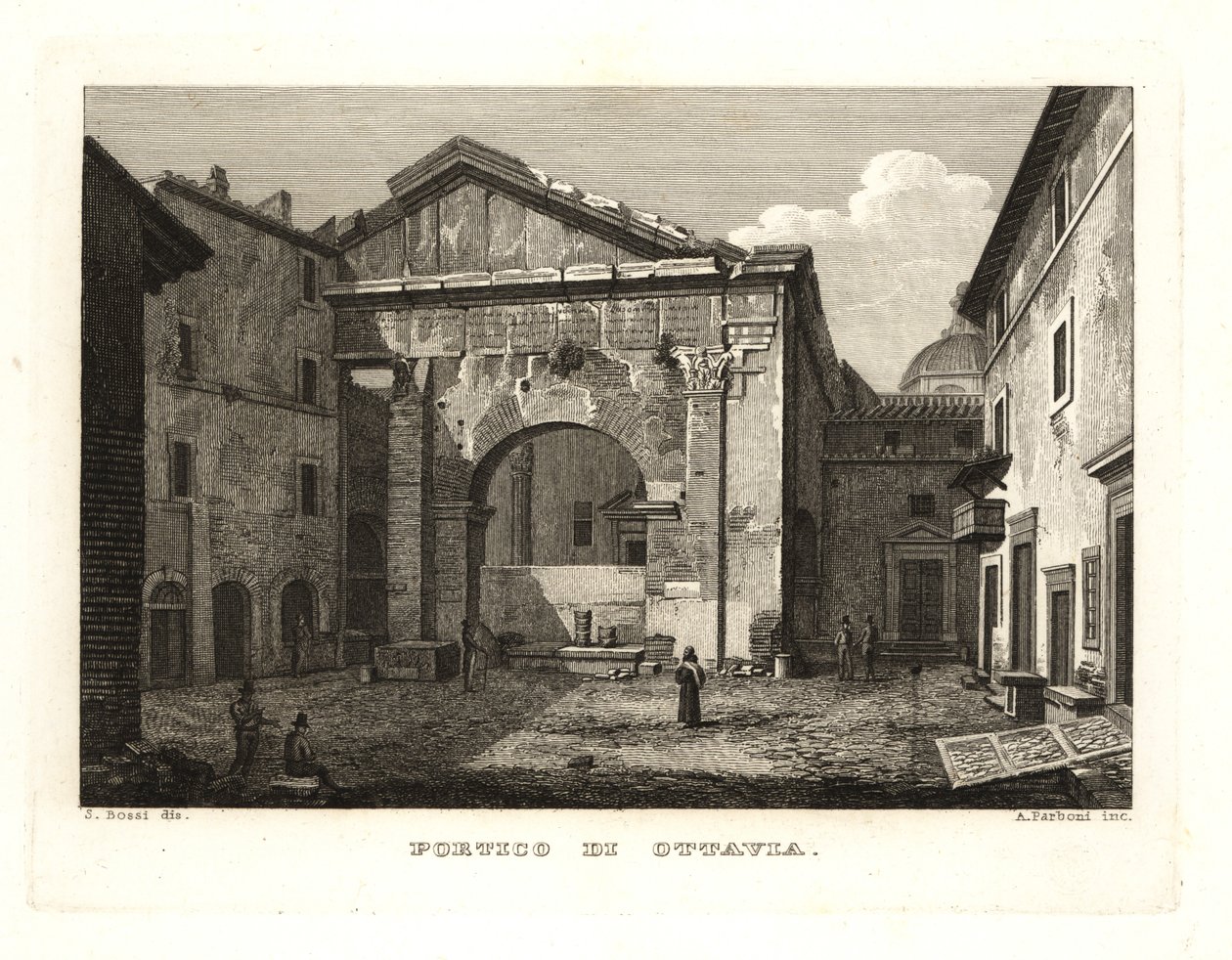 Kilátás a Portico of Octavia vagy Portico of Octavia (Portico di Ottavia), Róma alkotó: Unbekannt