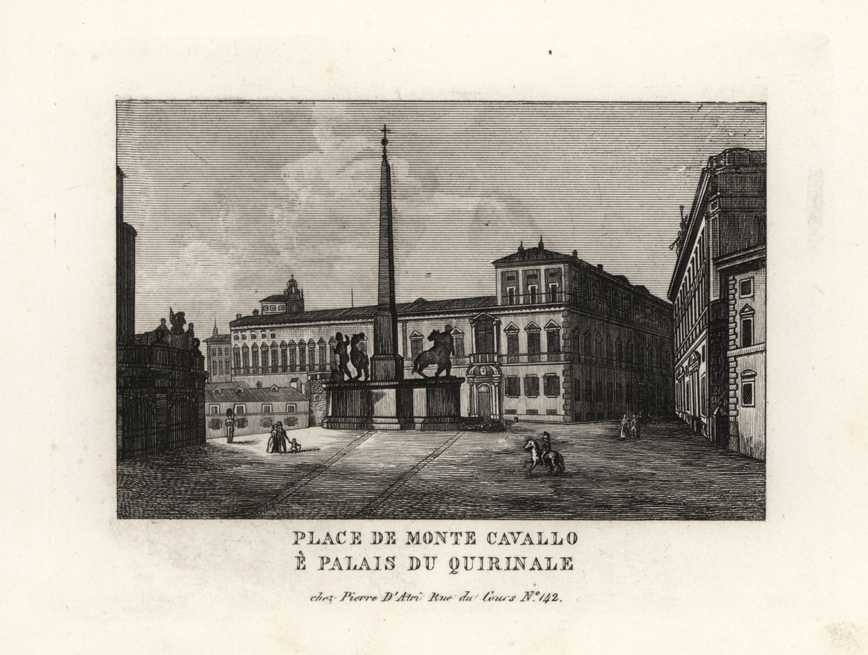 Kilátás a Quirinal palotára és térre, a Palazzo del Quirinale és a Piazza del Quirinale, Róma alkotó: Unbekannt