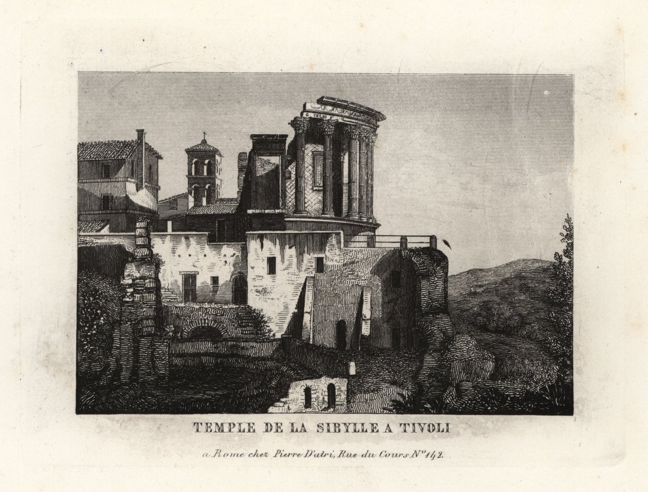 Kilátás a Sybil-templomra vagy a Vesta-templomra Tivoliban alkotó: Unbekannt