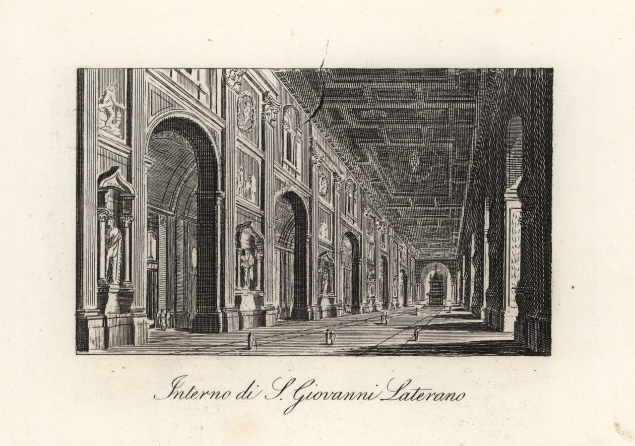 Kilátás a Keresztelő Szent János Főbazilika belsejére. John Lateran, S. Giovanni Lateran, Róma alkotó: Unbekannt