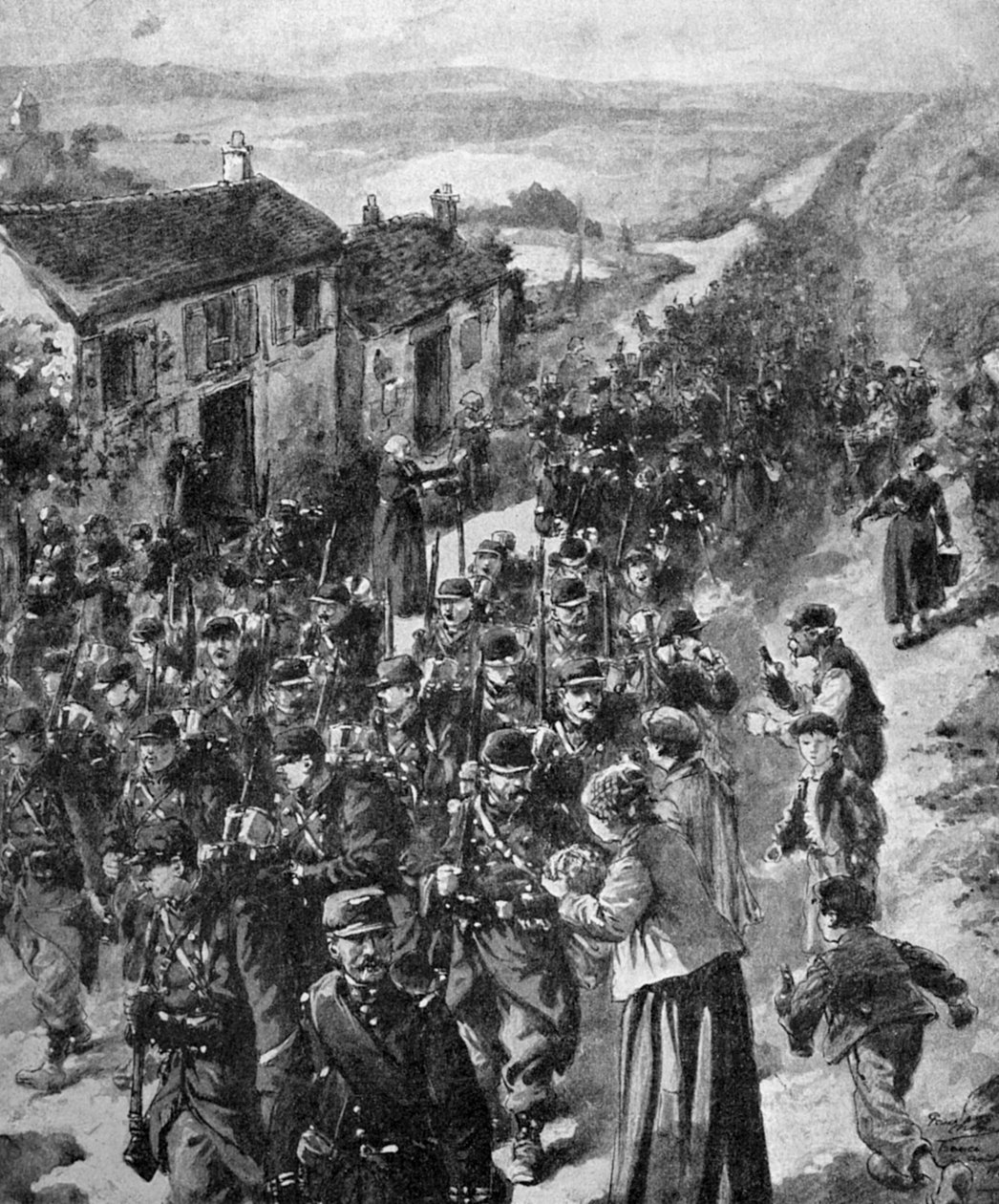 I. világháború - francia katonák vonulnak a frontra 1914 alkotó: Unbekannter Künstler