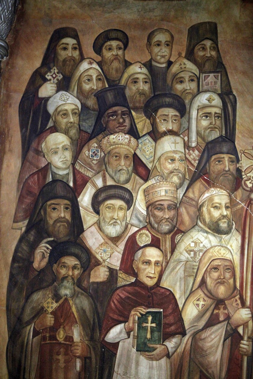 Falfestmény Szent Márk kopt szentélyében, az Abbassya Le Caire Egypte-ben alkotó: Unbekannt