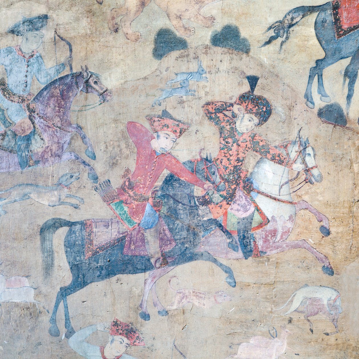 Falfestmények a Qeysarieh portálon, Naqsh-e Jahan Imam Square, Esfahan, Irán (freskó) alkotó: Unbekannter Künstler