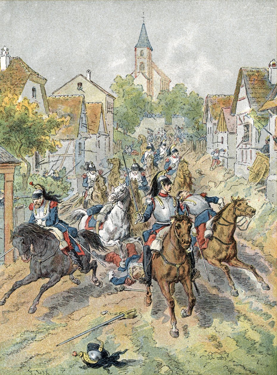 1870-es háború: cuirassiers vádja a Froeschwiller-Woerth-i csata során (1870) alkotó: Unbekannter Künstler