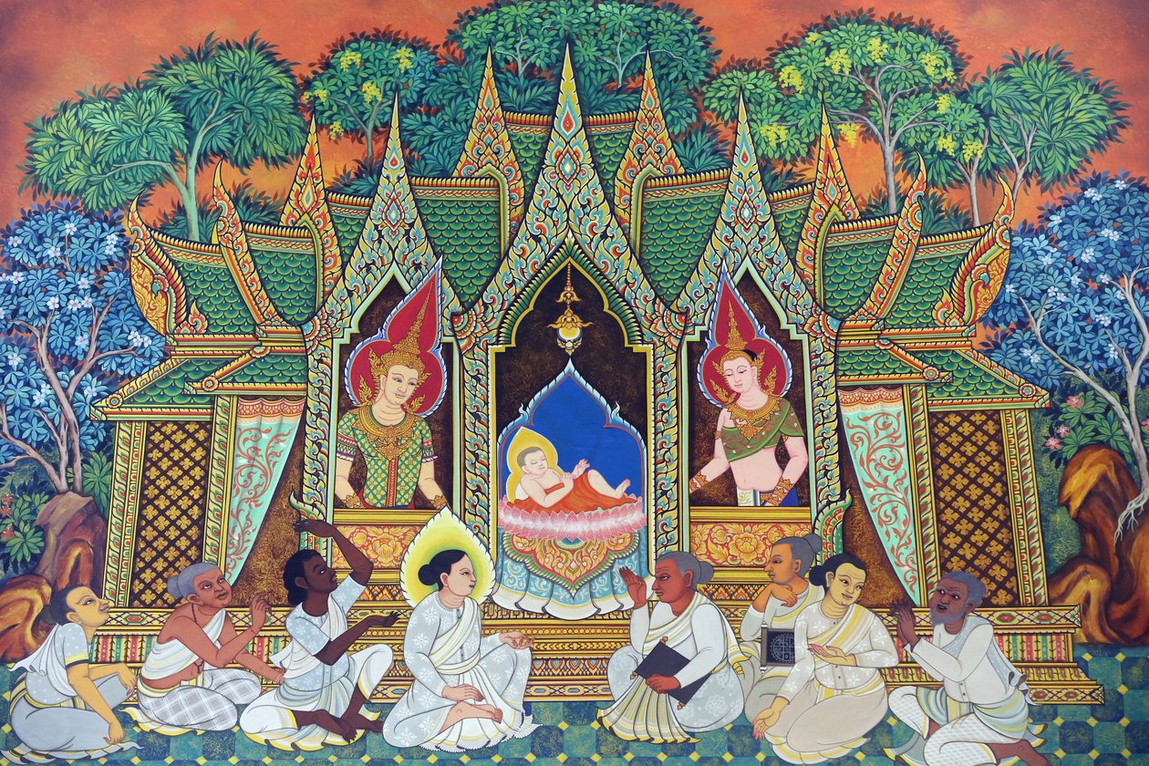Wat Ananda Metyarama thai buddhista templom. Siddhartha Gautama (közismert nevén Buddha) születése, 20160818, Szingapúr, Szingapúr alkotó: Unbekannt