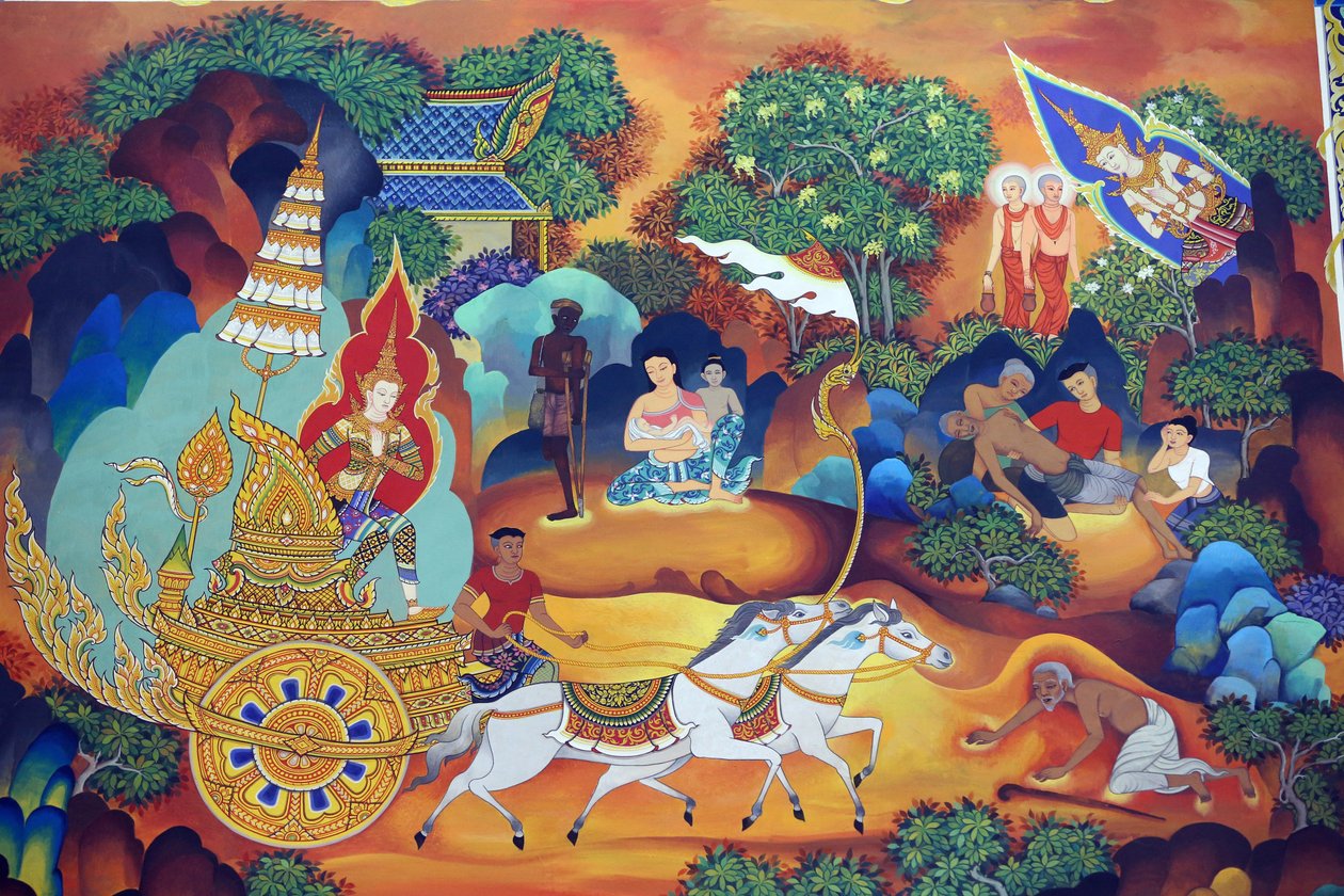 Wat Ananda Metyarama thai buddhista templom. A Buddha élete festmény, 20160818, Szingapúr, Szingapúr alkotó: Unbekannt