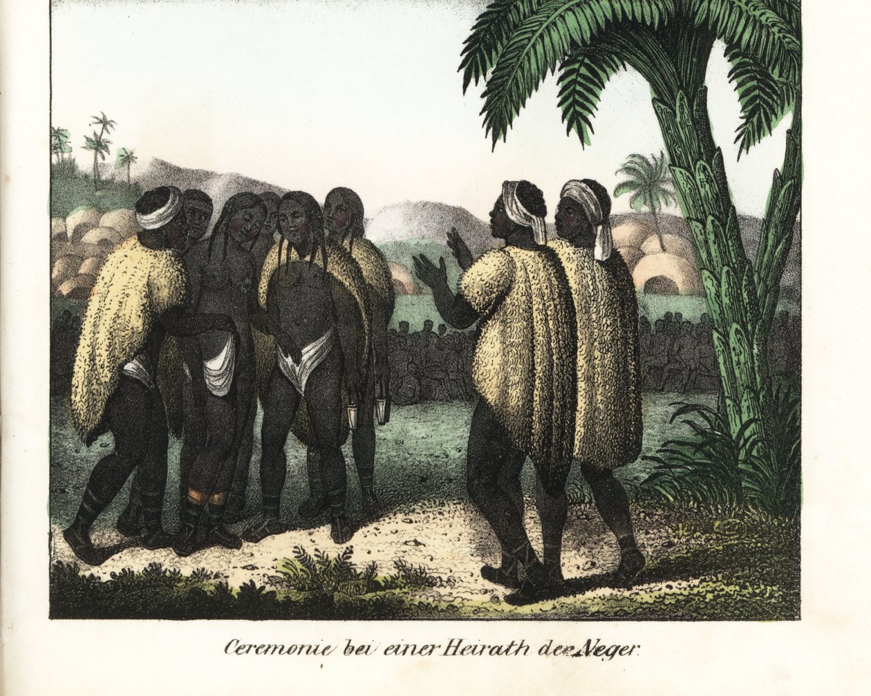 Esküvői szertartás egy szenegáli törzsben. Litográfia a könyvhöz: Friedrich Wilhelm Goedsche (1785-1863) "Galerie complete en tableaux fideles des peuples d