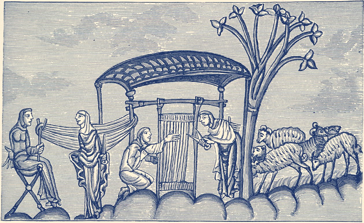Szövő nő, Kr. u. 1130 - 1174 alkotó: Unbekannter Künstler