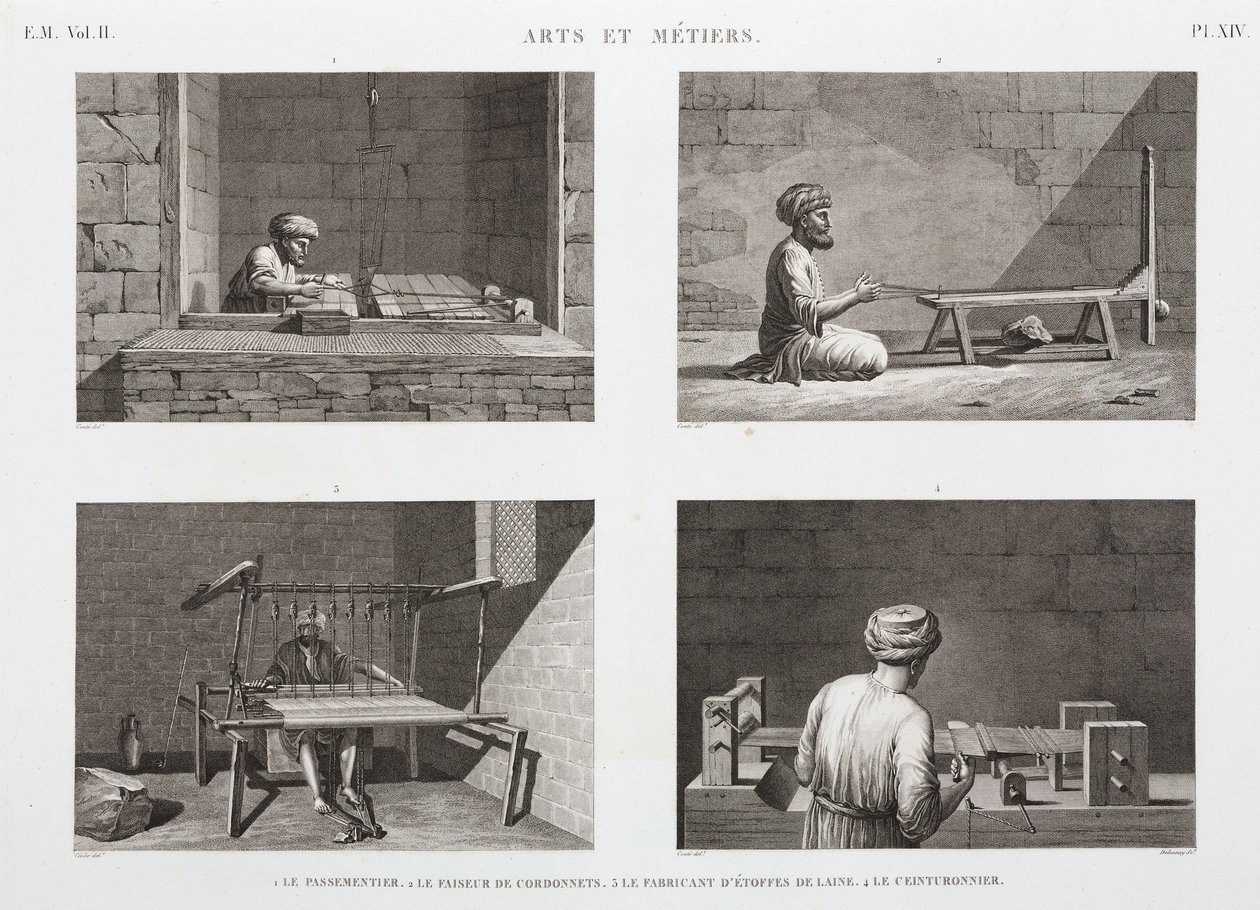 Gyapjú és fésült, Weaving Weaving, Egyiptom, 1798 alkotó: Unbekannt